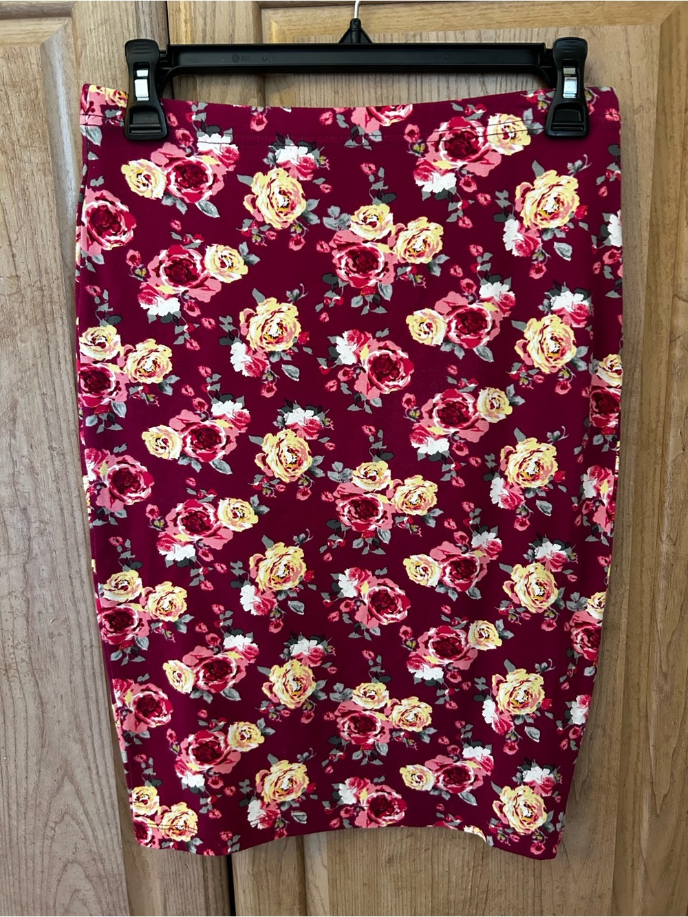 Floral Pencil Skirt - Burgundy Floral - Picture 1 of 2